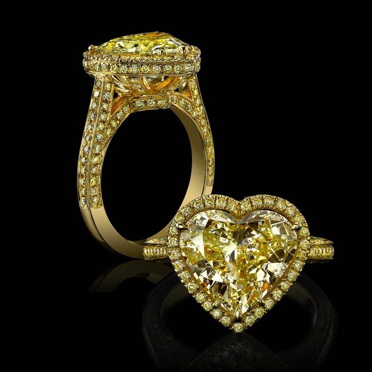Robert Procop's heart-shaped yellow diamond engagement ring.